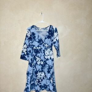 Floral Blue Wrap Dress